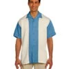 Harriton Men's Two-Tone Bahama Cord Camp Shirt Cloud Blue/Creme