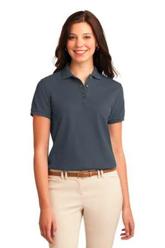 Port Authority Womens Silk Touch Polo Shirt Steel Grey 1 Port Authority Womens Silk Touch Polo Shirt Steel Grey