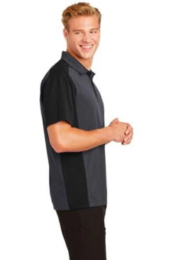 Sport-Tek Mens Colorblock Micropique Sport-Wick Polo Grey/Black -Bowling Shop 3bcc1e92 08a3 4d73 ac3b d036cc819bcf