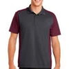 Sport-Tek Mens Colorblock Micropique Sport-Wick Polo Grey/Maroon