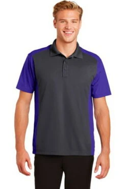 Sport-Tek Mens Colorblock Micropique Sport-Wick Polo Grey/Purple -Bowling Shop c041f4f3 be23 4e19 bf09 91cc231022f6