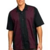Port Authority Retro Camp Shirt Black/Burgundy