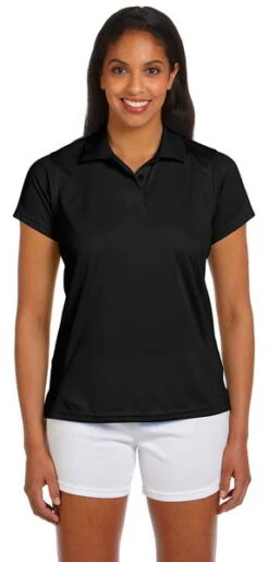 Harriton Womens 4 Oz Polytech Polo Black