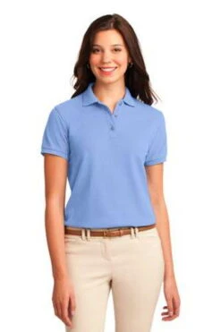Port Authority Womens Silk Touch Polo Shirt Light Blue