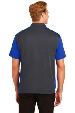 Sport-Tek Mens Colorblock Micropique Sport-Wick Polo Grey/Royal