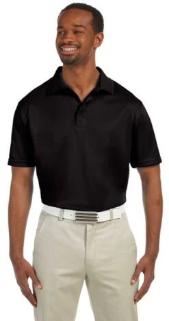 Harriton Mens 4 Oz Polytech Polo Black